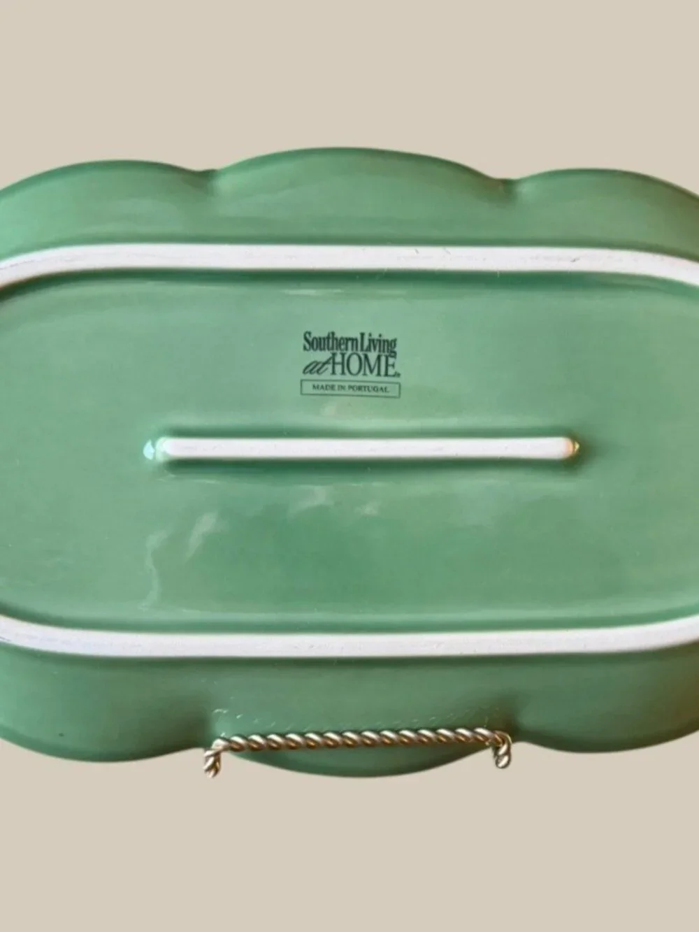 Southern Living at Home Verde Green Ruffled Fluted Platter Portugal 15.75